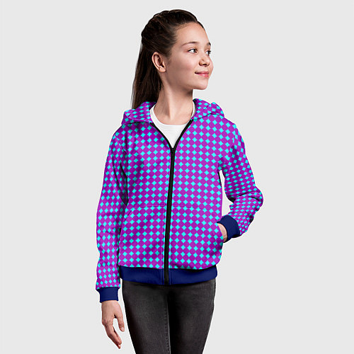 Детская толстовка на молнии Паттерн кругов и ромбов / 3D-Синий – фото 4