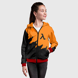 Толстовка на молнии детская Half life чёрно оранжевый, цвет: 3D-красный — фото 2