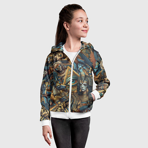 Детская толстовка на молнии Фараон Клеопатра и Божества древнего Египта / 3D-Белый – фото 4