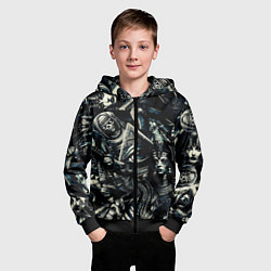 Толстовка на молнии детская Глаз в пирамиде и Египетские Божества, цвет: 3D-черный — фото 2