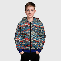 Толстовка на молнии детская Разноцветные абстрактные волны, цвет: 3D-синий — фото 2