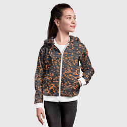 Толстовка на молнии детская Пиксели камуфляжная текстура, цвет: 3D-белый — фото 2