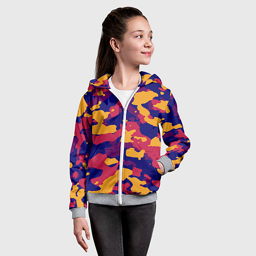 Детская толстовка на молнии Камуфляж армейский / 3D-Меланж – фото 4