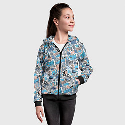 Толстовка на молнии детская Дудл животные и монстры, цвет: 3D-черный — фото 2