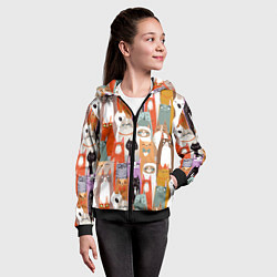 Толстовка на молнии детская Мультяшные коты мемы, цвет: 3D-черный — фото 2