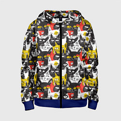 Толстовка на молнии детская Прикольные коты, цвет: 3D-синий