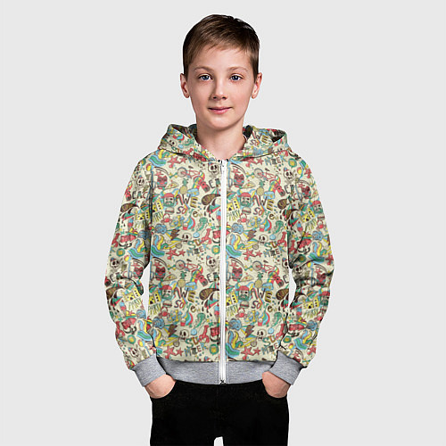 Детская толстовка на молнии Пляжная вечеринка паттерн / 3D-Меланж – фото 3