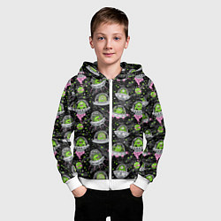 Толстовка на молнии детская Инопланетяне в космосе, цвет: 3D-белый — фото 2