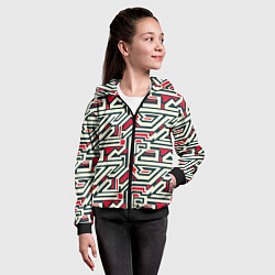 Толстовка на молнии детская Лабиринтовые зигзаги, цвет: 3D-черный — фото 2