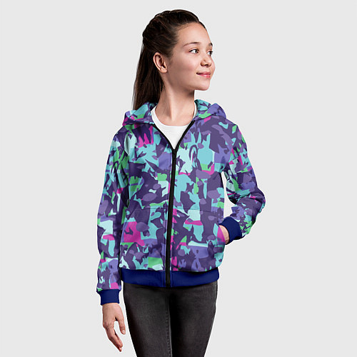 Детская толстовка на молнии Абстрактный фон со спортивным узором / 3D-Синий – фото 4