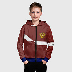 Толстовка на молнии детская Россия спорт геометрия, цвет: 3D-синий — фото 2