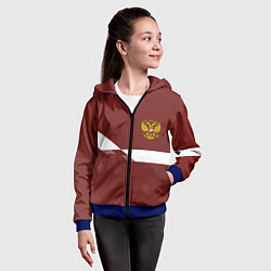 Толстовка на молнии детская Россия спорт геометрия, цвет: 3D-синий — фото 2