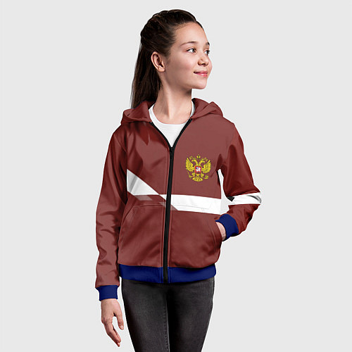 Детская толстовка на молнии Россия спорт геометрия / 3D-Синий – фото 4