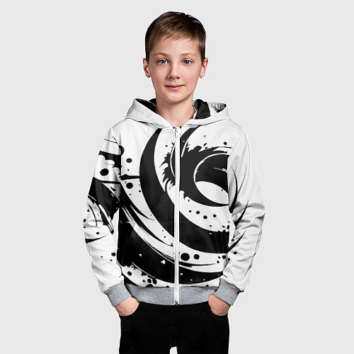 Детская толстовка на молнии Ai art black and white abstraction / 3D-Меланж – фото 3