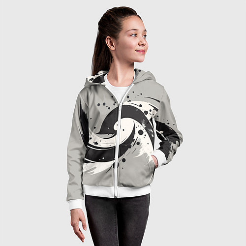 Детская толстовка на молнии Инь-янь абстракция - нейроарт / 3D-Белый – фото 4