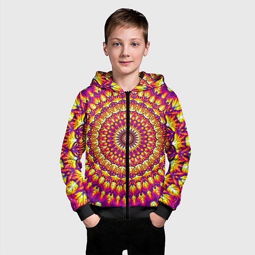 Детская толстовка на молнии Мандала пурпурного пламени / 3D-Черный – фото 3