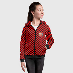 Толстовка на молнии детская Arsenal текстура клетка, цвет: 3D-черный — фото 2