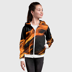 Толстовка на молнии детская Языки пламени текстура, цвет: 3D-белый — фото 2