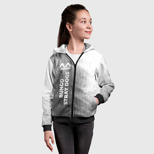 Детская толстовка на молнии Bungo Stray Dogs - grey gradient по-вертикали / 3D-Черный – фото 4