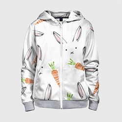 Толстовка на молнии детская Морковный зая, цвет: 3D-меланж