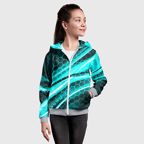 Детская толстовка на молнии Неоновая броня абстракция / 3D-Меланж – фото 4