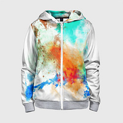 Толстовка на молнии детская Штрихи красок цветные, цвет: 3D-меланж