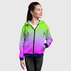 Толстовка на молнии детская Неоновая градиент абстракция, цвет: 3D-синий — фото 2