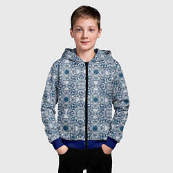 Толстовка на молнии детская Геометрический узор бело-синий, цвет: 3D-синий — фото 2