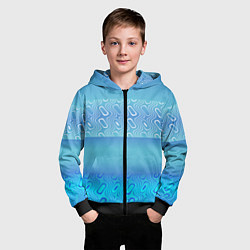 Толстовка на молнии детская Синие и белые волны, цвет: 3D-черный — фото 2