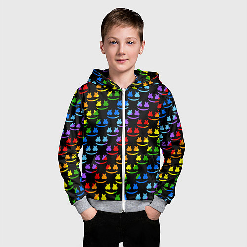 Детская толстовка на молнии Marshmello dj colors / 3D-Меланж – фото 3