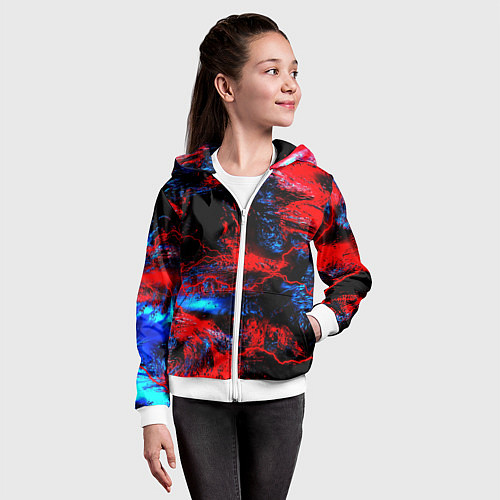 Детская толстовка на молнии Космические краски шторм / 3D-Белый – фото 4
