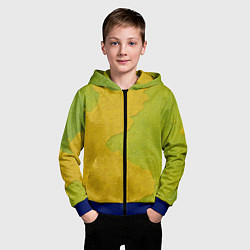 Толстовка на молнии детская Желтое пятно на зеленой стене, цвет: 3D-синий — фото 2