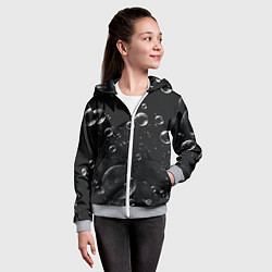 Толстовка на молнии детская Пузыри на черном фоне, цвет: 3D-меланж — фото 2
