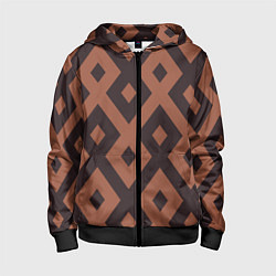Толстовка на молнии детская Геометрический узор ромб, цвет: 3D-черный