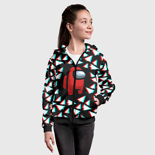 Детская толстовка на молнии Амонг ас телеграм / 3D-Черный – фото 4