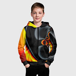 Толстовка на молнии детская Фрактальный узор абстракция, цвет: 3D-черный — фото 2