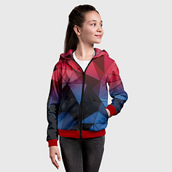 Толстовка на молнии детская Абстрактная геометрия polygon, цвет: 3D-красный — фото 2