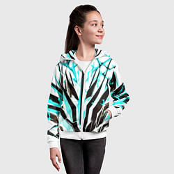 Толстовка на молнии детская Чёрно-голубая абстракция на белом фоне, цвет: 3D-белый — фото 2