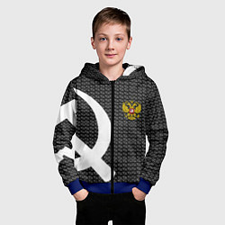 Толстовка на молнии детская Россия паттерн ссср, цвет: 3D-синий — фото 2