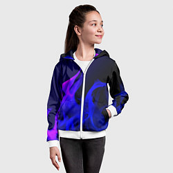 Толстовка на молнии детская Неоновый огонь текстура, цвет: 3D-белый — фото 2