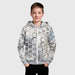 Толстовка на молнии детская Зеркальные соты с переливами света, цвет: 3D-меланж — фото 2