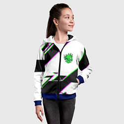 Толстовка на молнии детская Cyberpunk logo geometry, цвет: 3D-синий — фото 2