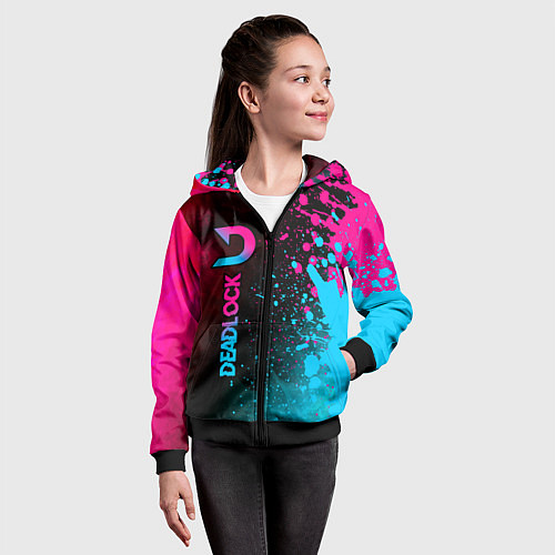 Детская толстовка на молнии Deadlock - neon gradient по-вертикали / 3D-Черный – фото 4