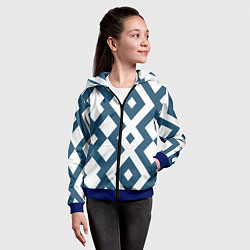 Толстовка на молнии детская Геометрический узор ромб синий, цвет: 3D-синий — фото 2
