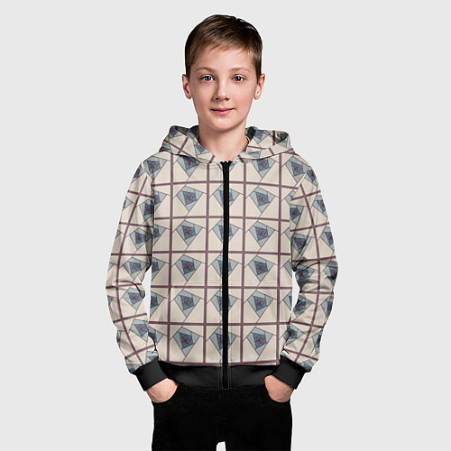 Детская толстовка на молнии Паттерн витраж графичная роза / 3D-Черный – фото 3