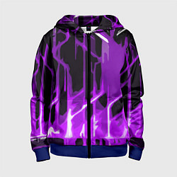 Детская толстовка на молнии Abstract purple stripes on a black background