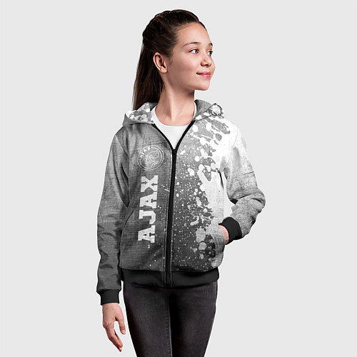 Детская толстовка на молнии Ajax - grey gradient по-вертикали / 3D-Черный – фото 4