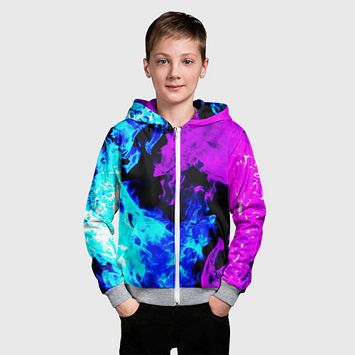 Детская толстовка на молнии Битва неонового огня / 3D-Меланж – фото 3