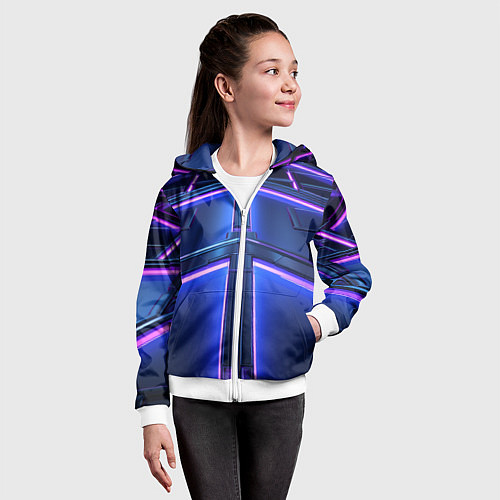 Детская толстовка на молнии Неоновая световая конструкция / 3D-Белый – фото 4