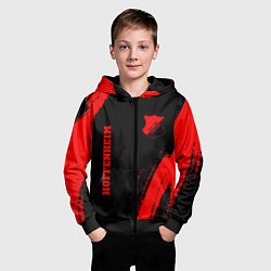 Толстовка на молнии детская Hoffenheim - red gradient вертикально, цвет: 3D-черный — фото 2